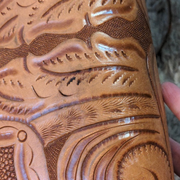 VTG Vintage Tooled flower shoulder bag purse - Picture 12 of 17